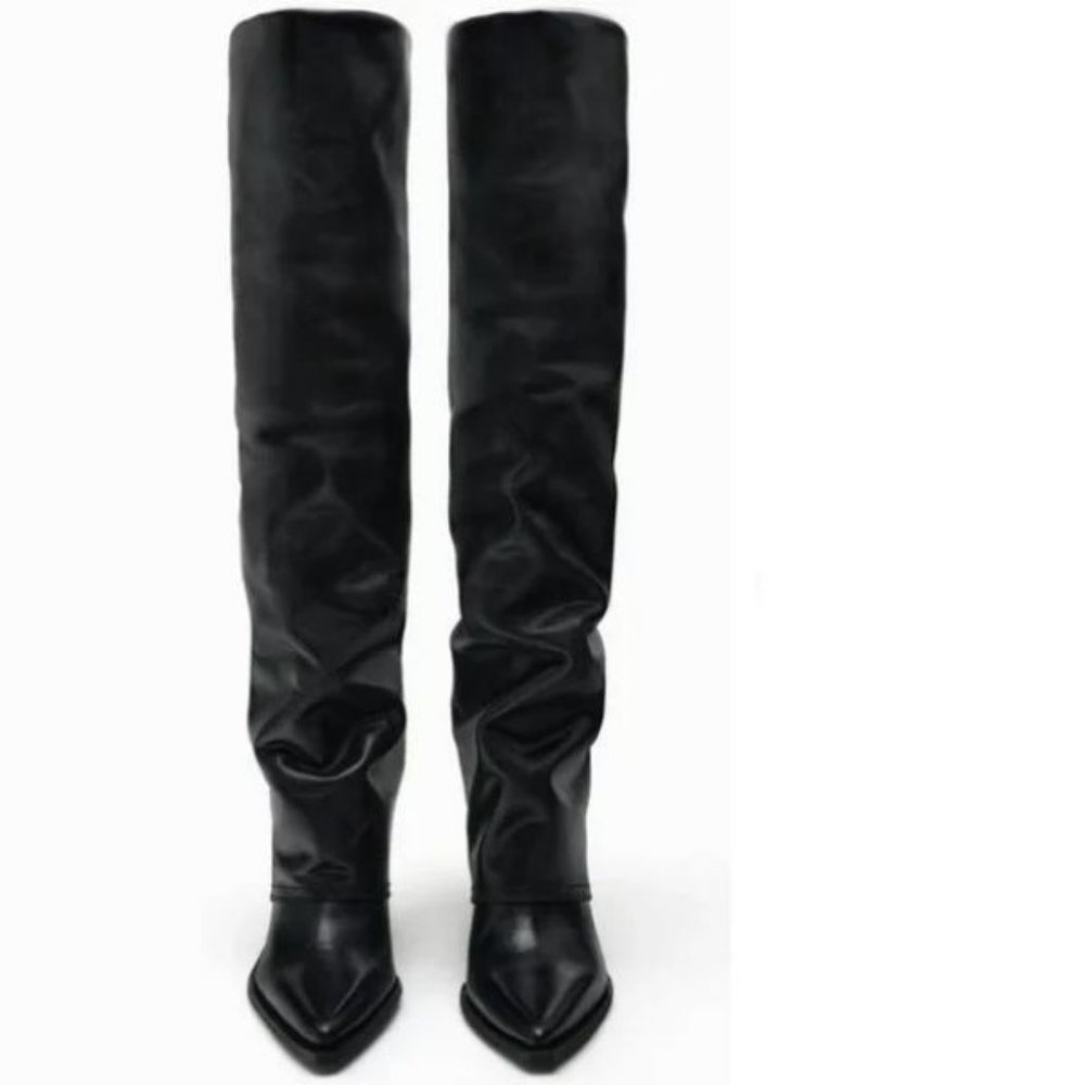 ZARA LEATHER GAITER BOOTS - Picture 5 of 12